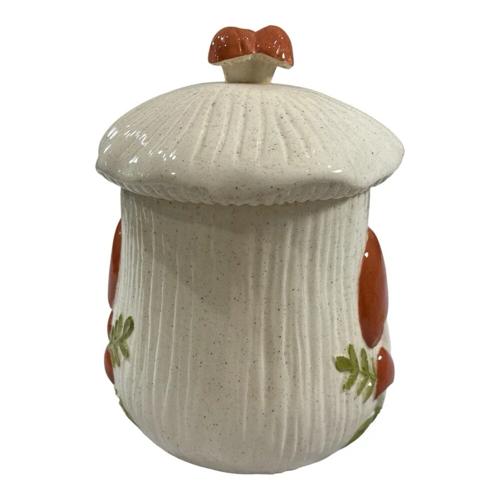Vtg Arnel's Ceramic Mushroom Lidded Kitchen Jar / Canister -11”Including Lid