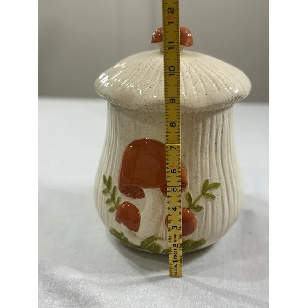 Vtg Arnel's Ceramic Mushroom Lidded Kitchen Jar / Canister -11”Including Lid