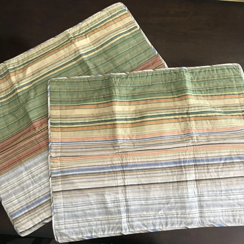 Set of 2 Neutral Stripe Standard Pillow Shams‎