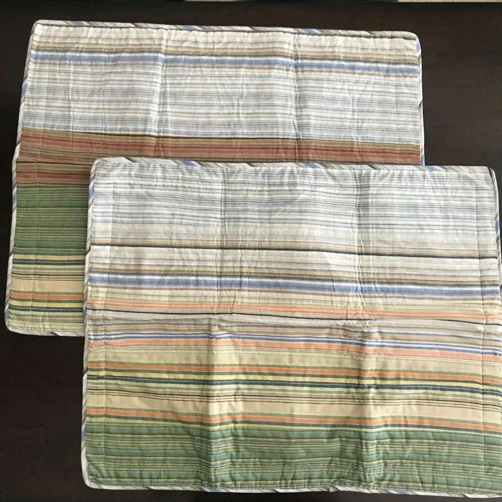 Set of 2 Neutral Stripe Standard Pillow Shams‎