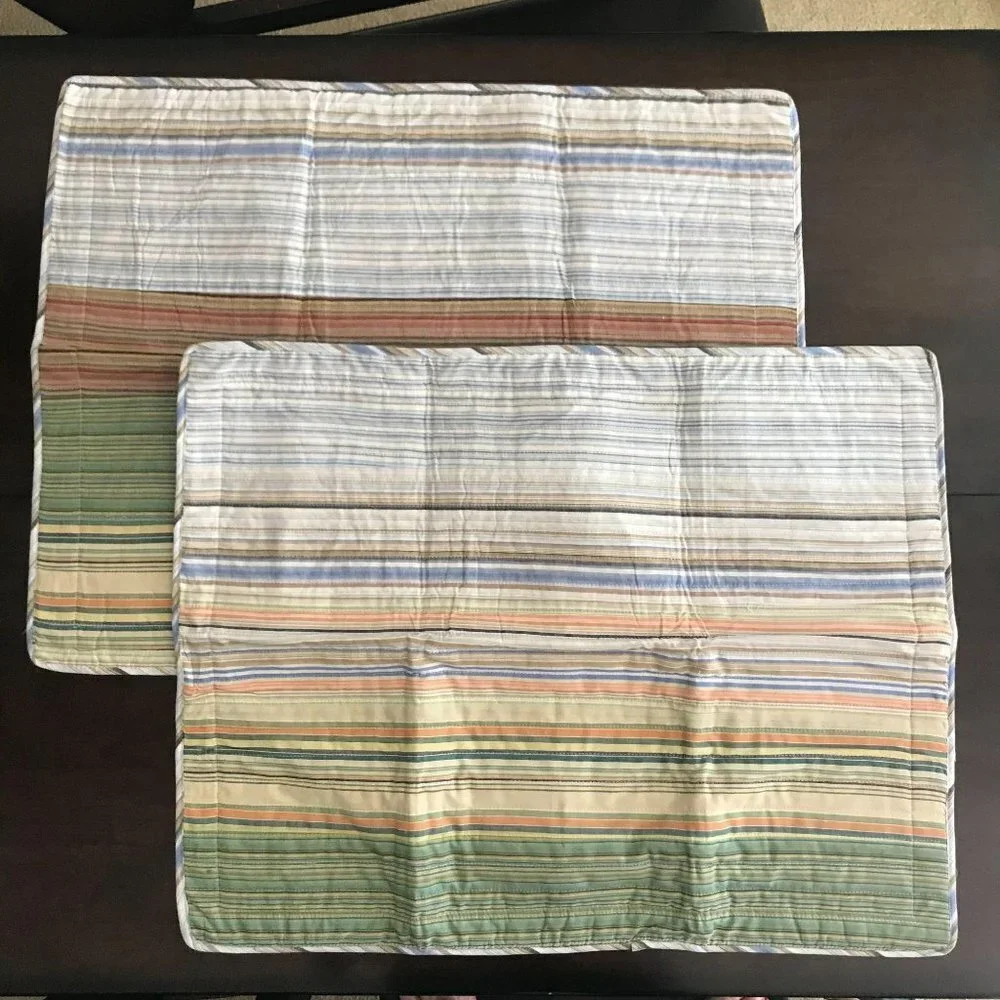 Set of 2 Neutral Stripe Standard Pillow Shams‎