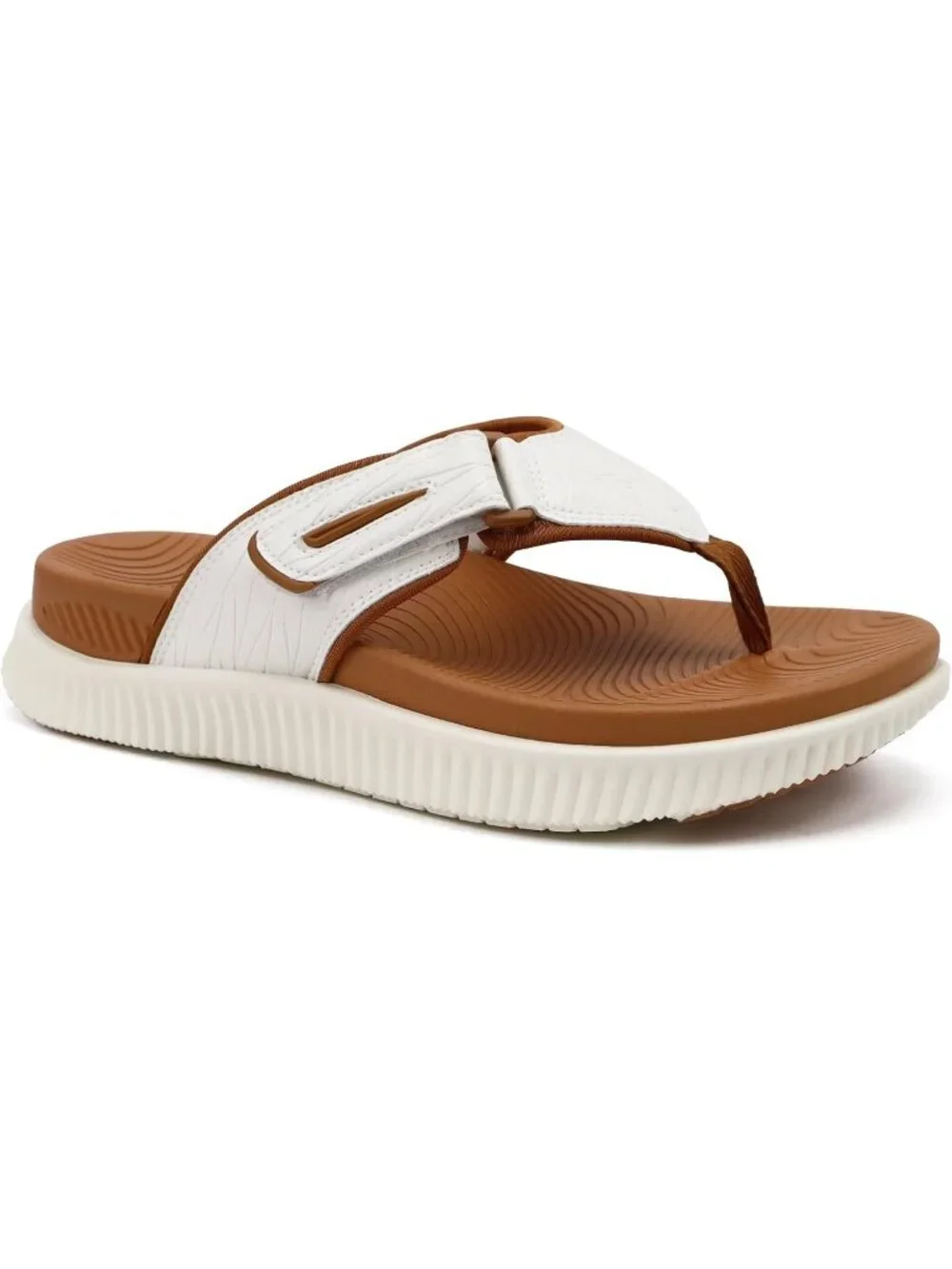 Men's White Orthotic Cushion Flip Flops Athletic Recovery Foam Walking Sandals