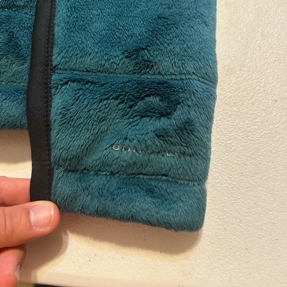 Columbia Fleece Jacket Womens L Teal Omni-Heat Zip‎ Outdoor Thermal Hybrid