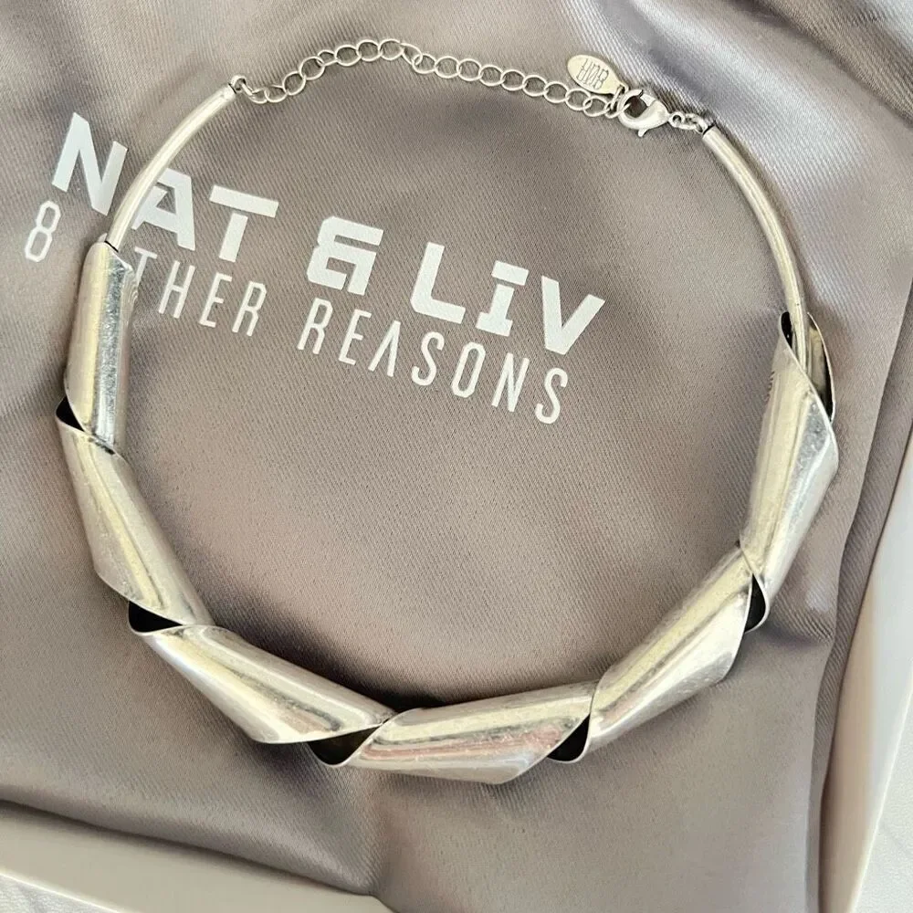 8 OTHER REASONS Twisted‎ Collar Necklace, Silver, Rustic Style, NWT