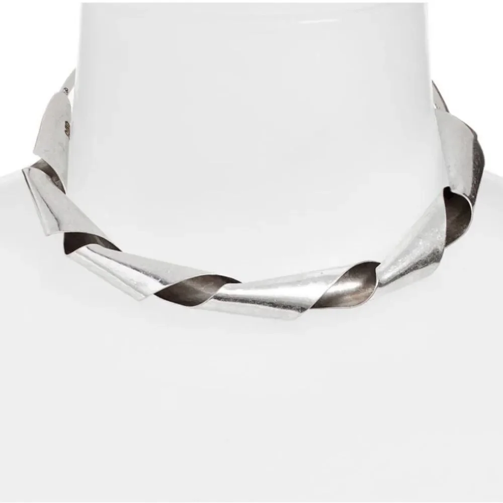 8 OTHER REASONS Twisted‎ Collar Necklace, Silver, Rustic Style, NWT