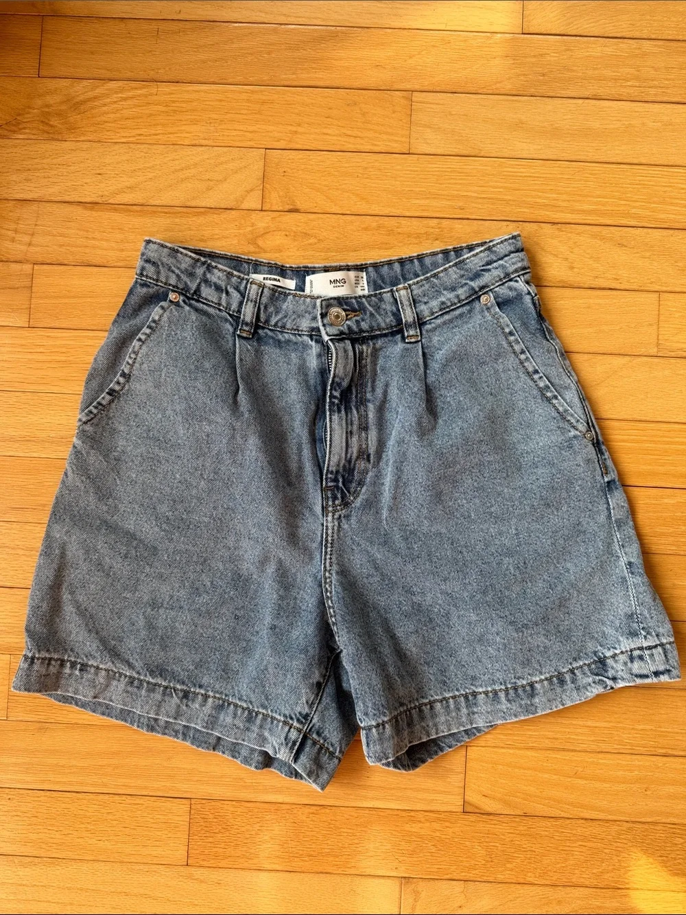 MNG denim Regina high rise 5” pleated front shorts - 4