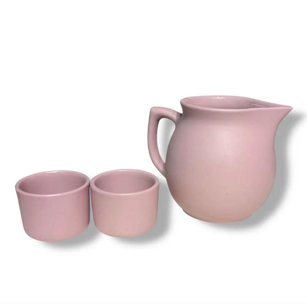 PIGEON FORGE POTTERY Pink Pitcher & Cup Set VINTAGE
