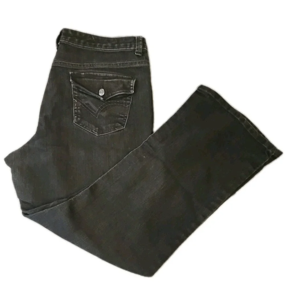 Nine West Jeans Vintage Women's Size 33x 16s America Black Bootcut‎ Straight