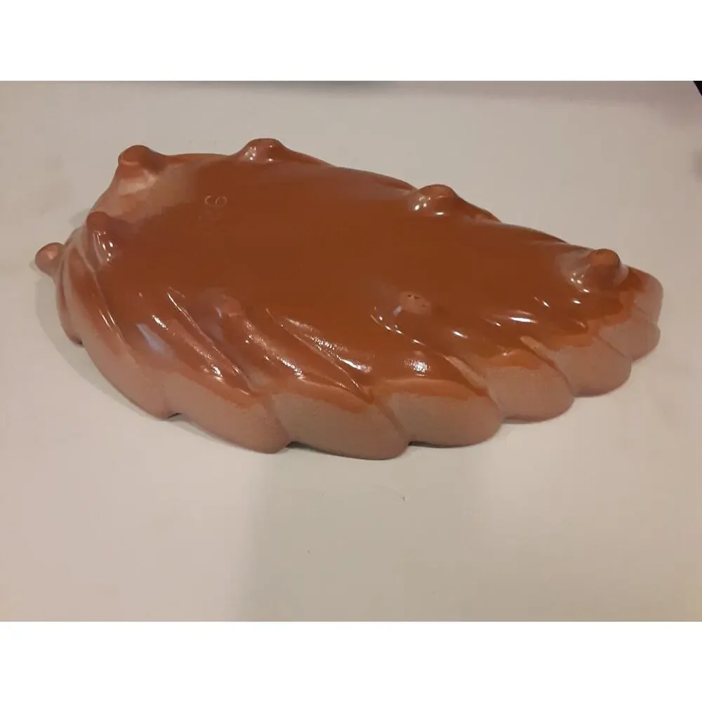 Vintage Frankoma Pottery#226 Terracotta Peach Decorative Leaf Dish