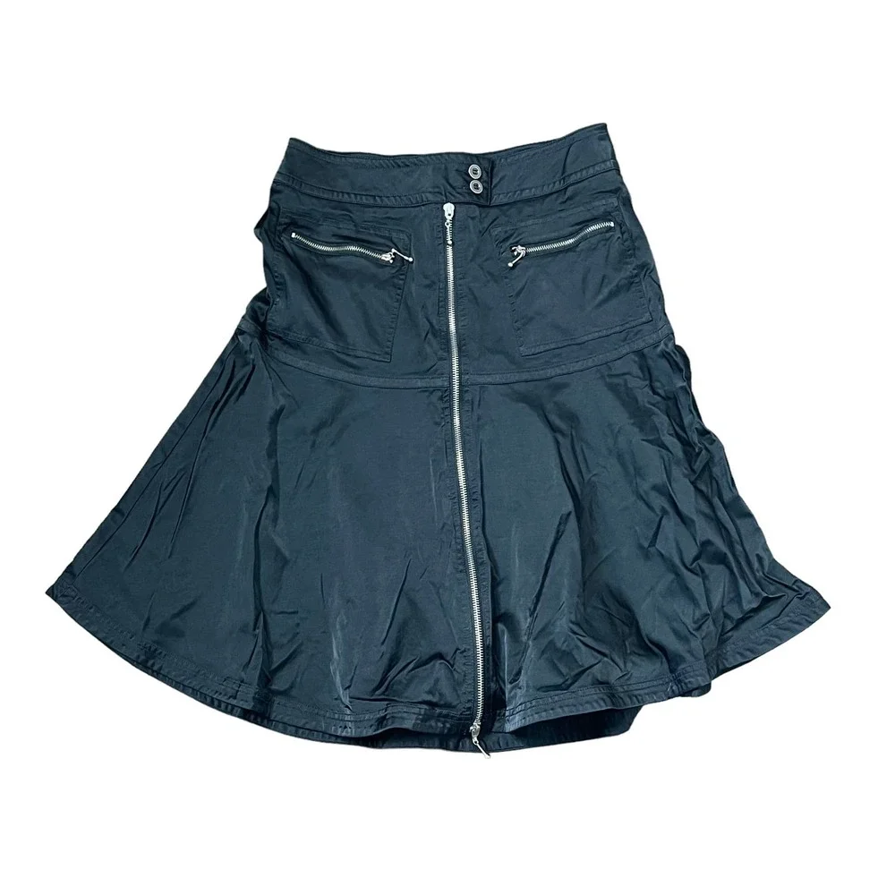 Kenar Punk Front Zip Pocket Mini Skirt Peplum‎ Stretch Fit & Flare Hem  8 Women