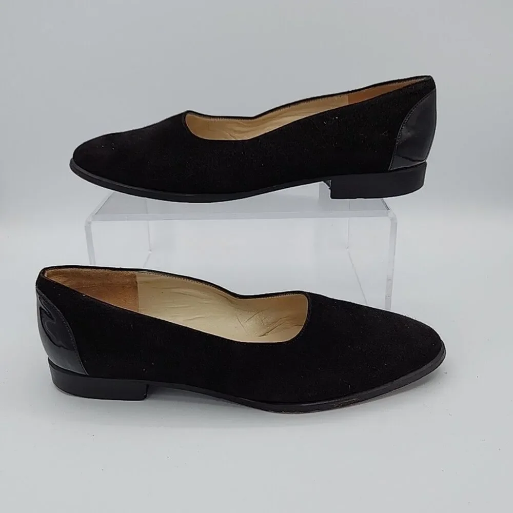 BALLY Black VINTAGE Block Heel Loafers Slip on Dress Shoes Women's 5.5 E