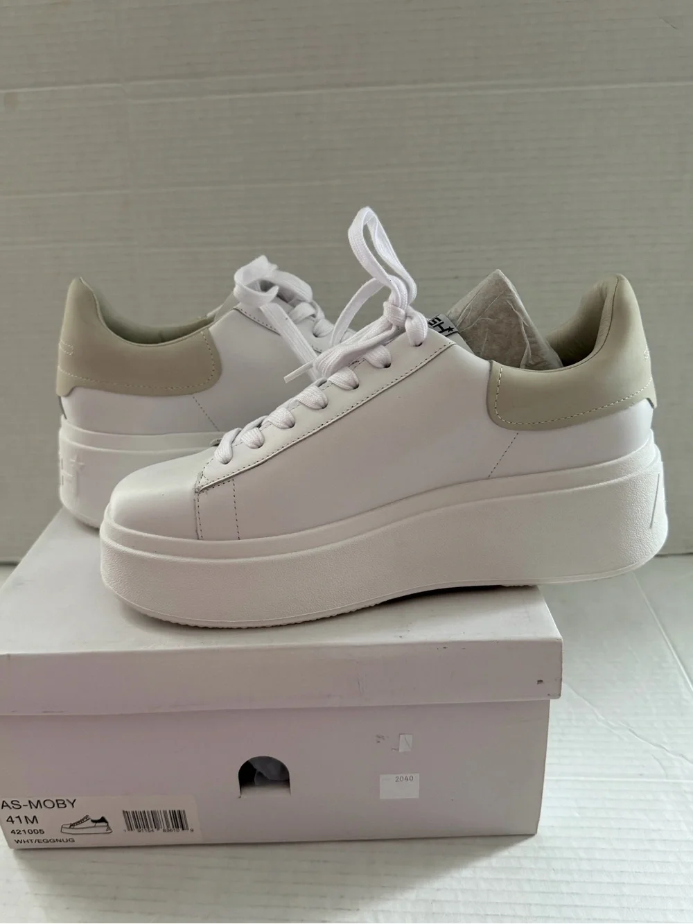Ash Moby Strass Leather Sneaker Chunky Platform Women's White Size 41 / 10