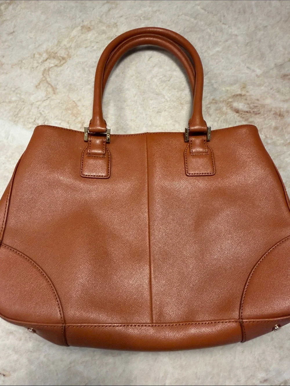 Tory Burch Cognac Leather Double-Handle Tote