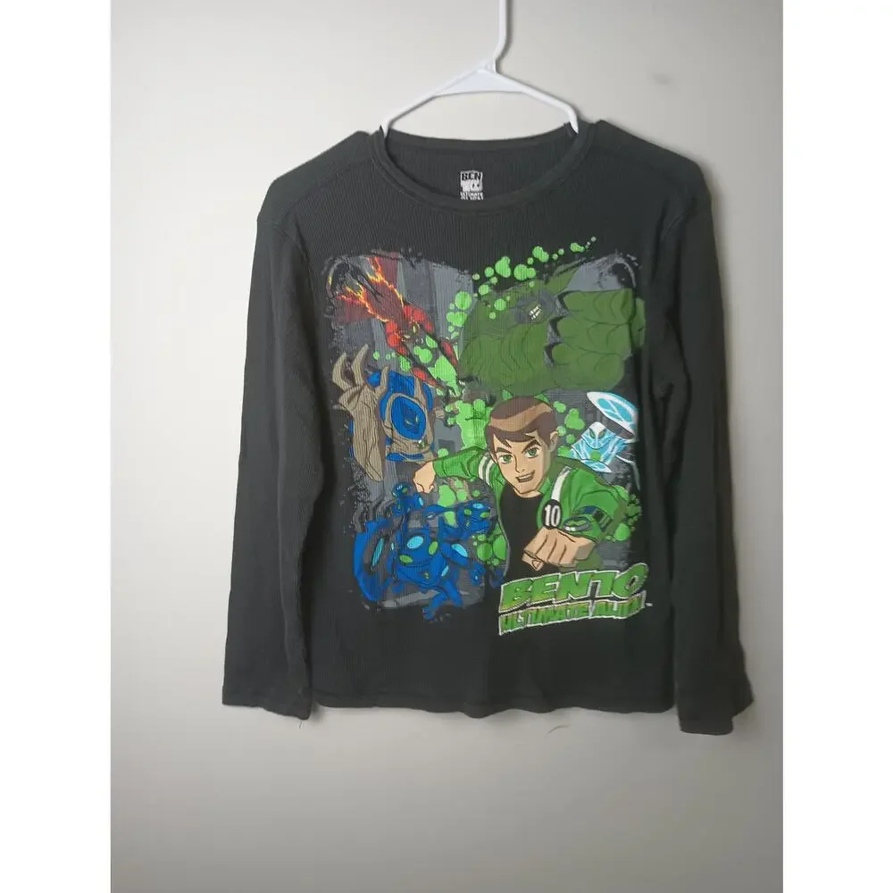 Cartoon Network 2010 Ben 10 Vintage Graphic Thermal T-Shirt‎ Kids Size 10/12