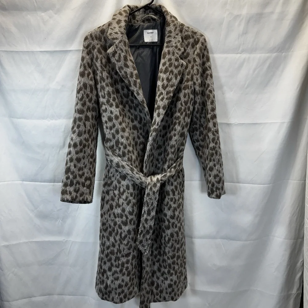 Faux Leopard Cheetah Print‎ Coat Soft Oversized Womens Med. Midi Length Old Navy