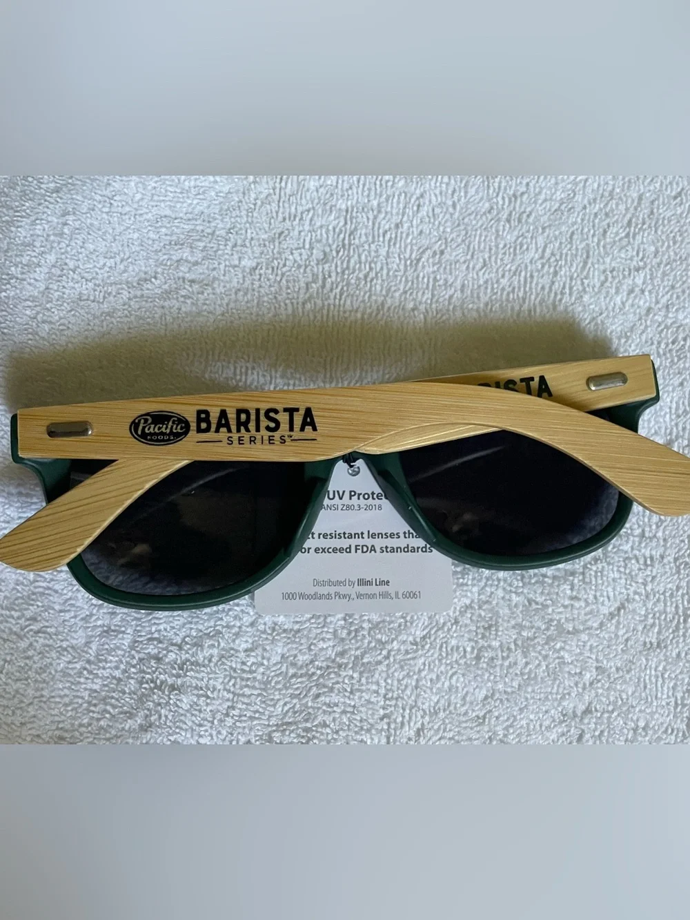 Pacifica Barista Series Green Frame Sunglasses with Wood Temples