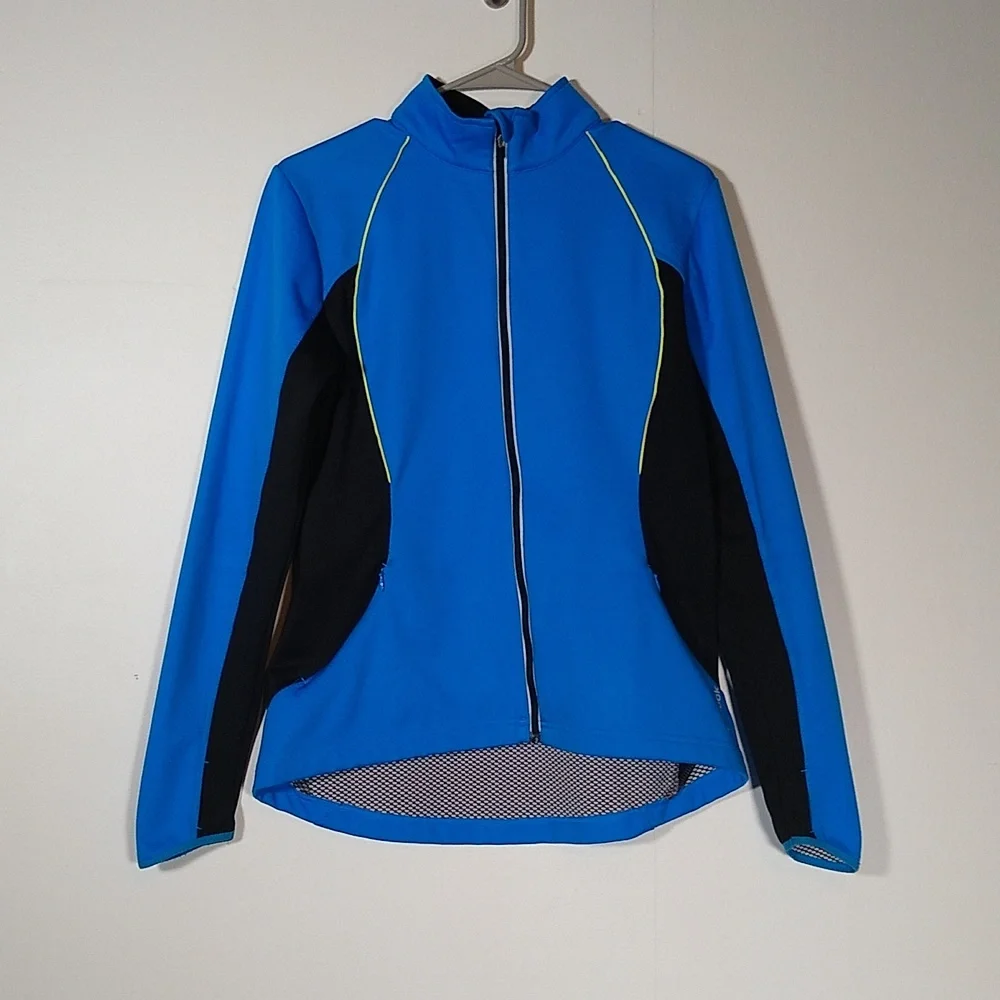 Reebok‎ blue black wind runner running cycling soft shell jacket M