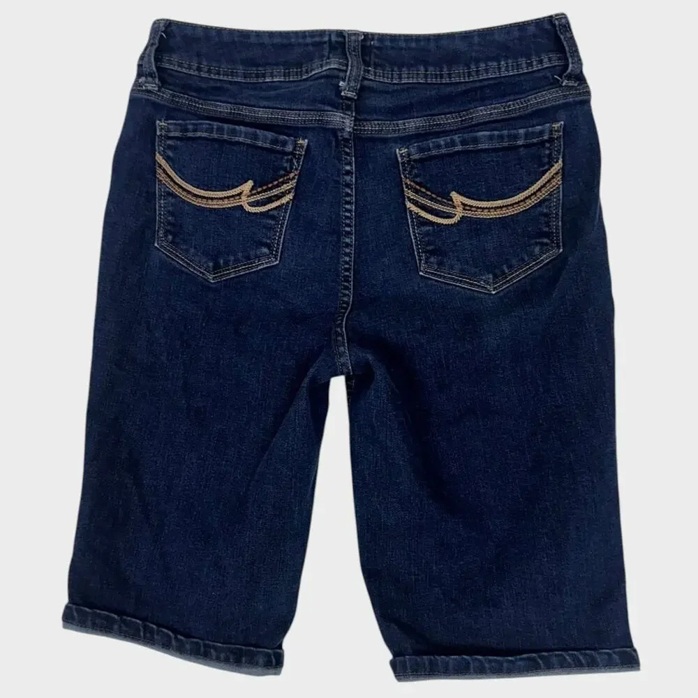 St. John's Bay Size 8 Cotton Polyester Spandex Blue Denim Bermuda Shorts