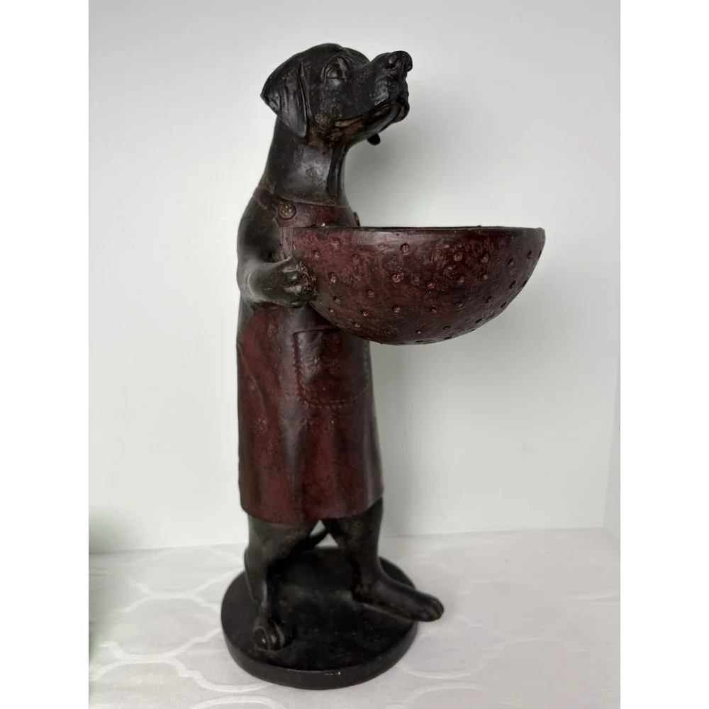 Black Labrador Dog Butler Statue Holding Bowl Server 15