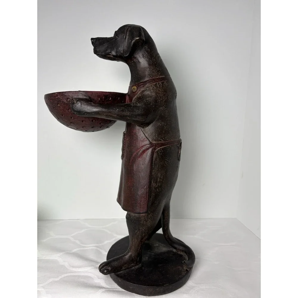 Black Labrador Dog Butler Statue Holding Bowl Server 15