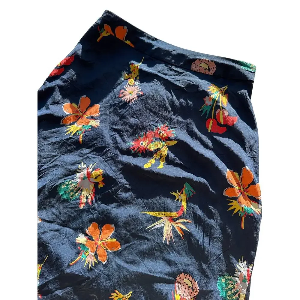 Madewell Blue Floral Maxi Silk Skirt Size 2