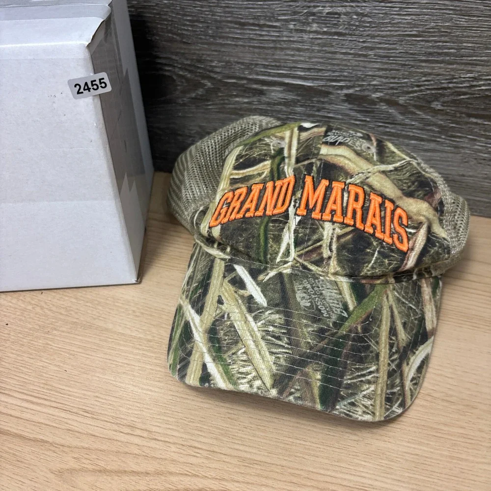 Grand‎ Marais Hat Cap Snapback Brown Camo North Shore Minnesota Outdoors