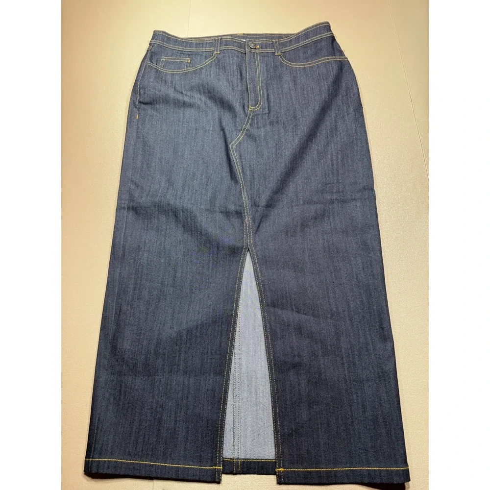 NWT Cinq a Sept Tana Denim‎ Maxi Skirt Indigo Blue Front Slit MSRP:$295