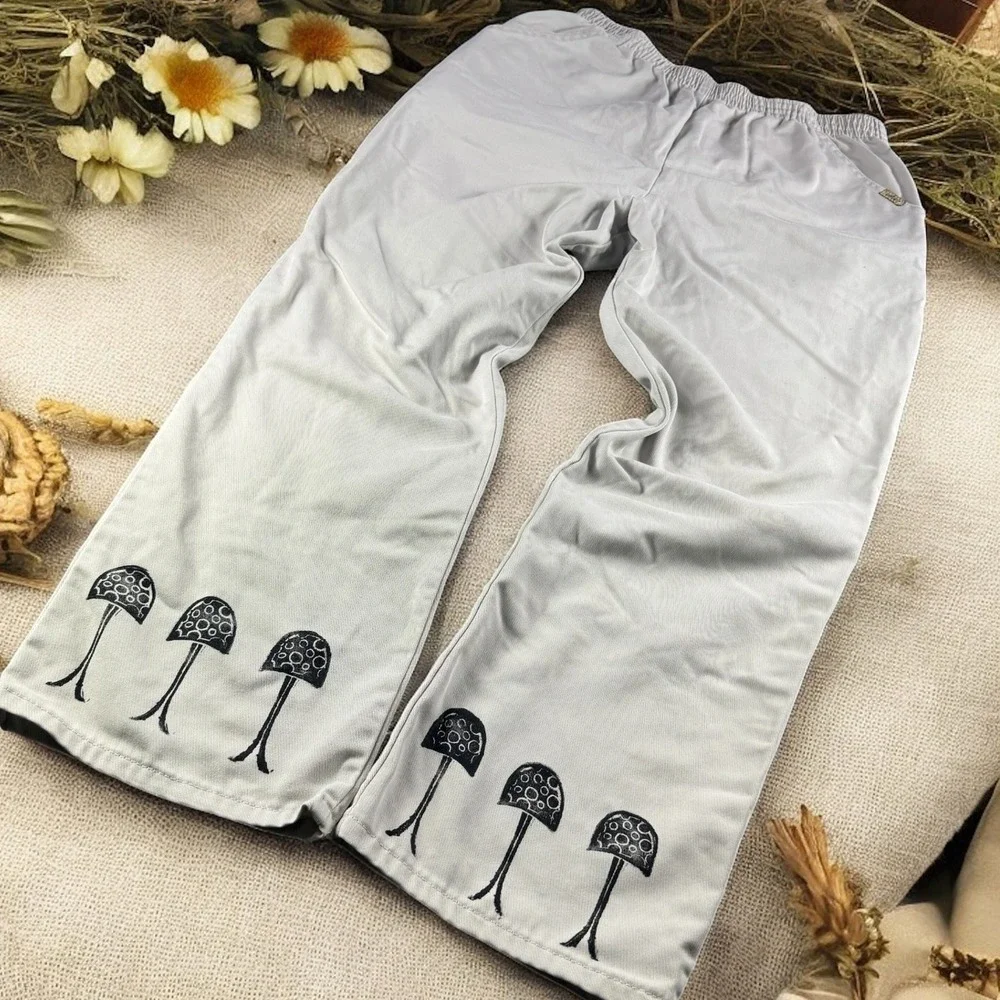 Vintage Chic Denim Pants Women 14P Robot Mushroom Y2K Skate Baggy‎ Street Boho