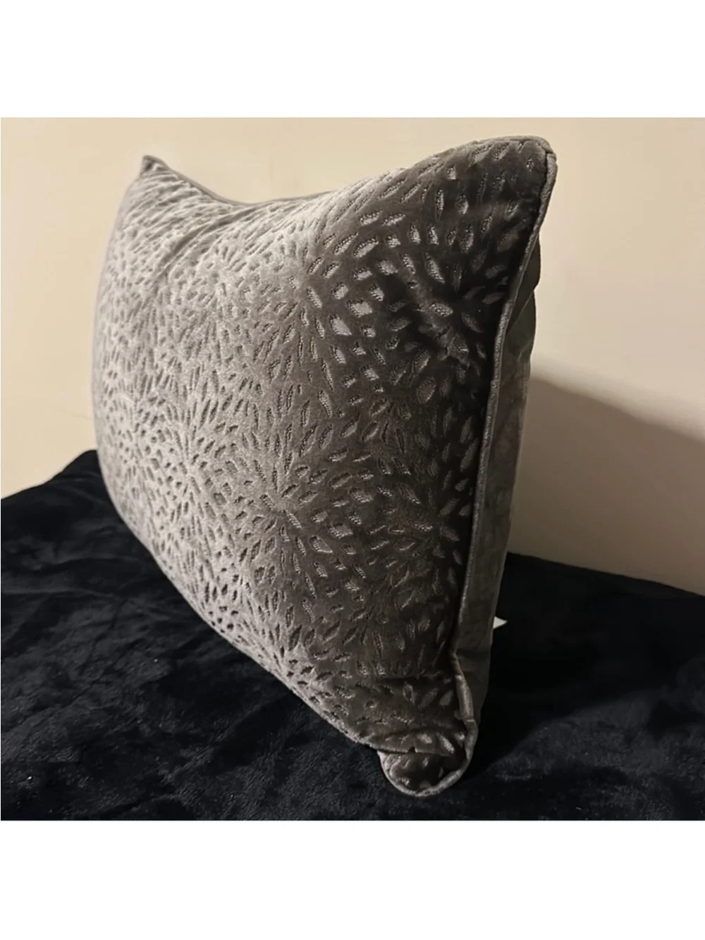 Broyhill Petals Dark Gray Lumbsr Throw Pillow~20in x 14in. x 3in.