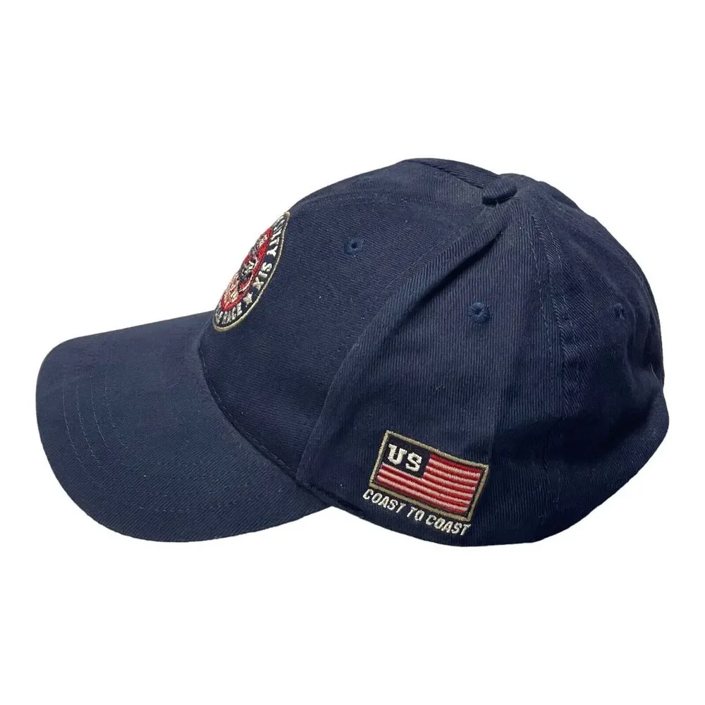 Embroidered Highway Route 66 Cap Blue Hat Adjustable Hook Loop Adults