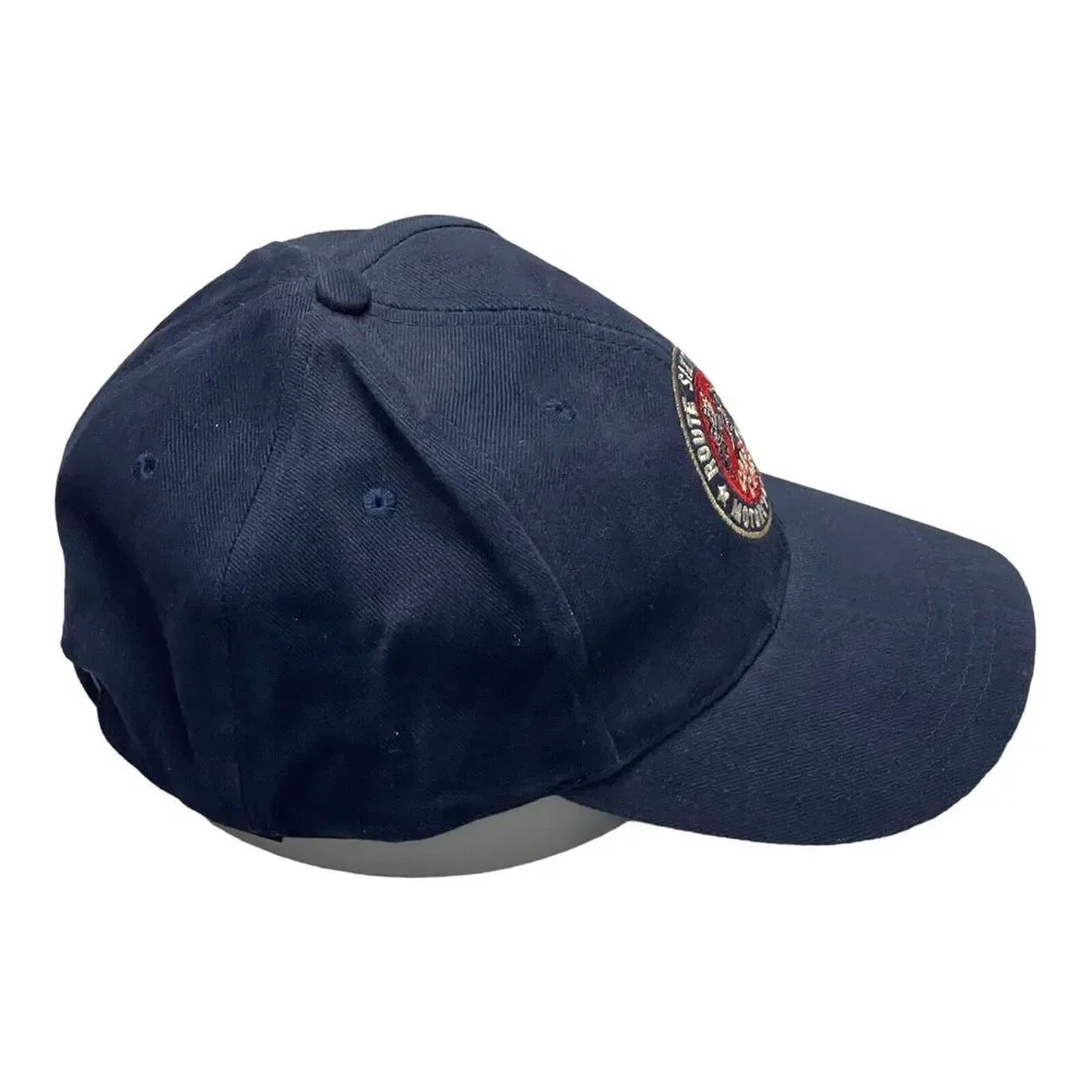 Embroidered Highway Route 66 Cap Blue Hat Adjustable Hook Loop Adults