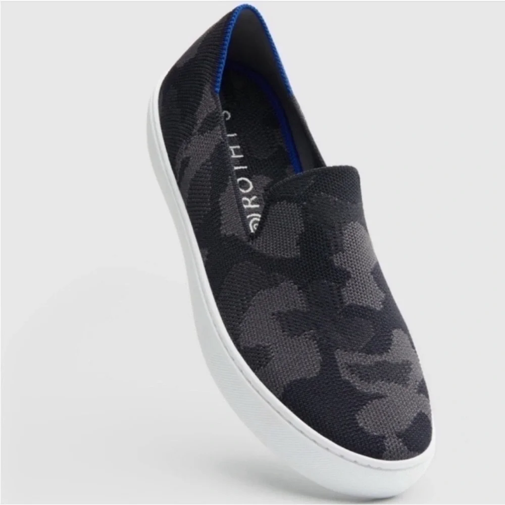 Rothy’s Retired The Original Slip On Sneaker Black Grey Camo Sz 9.5