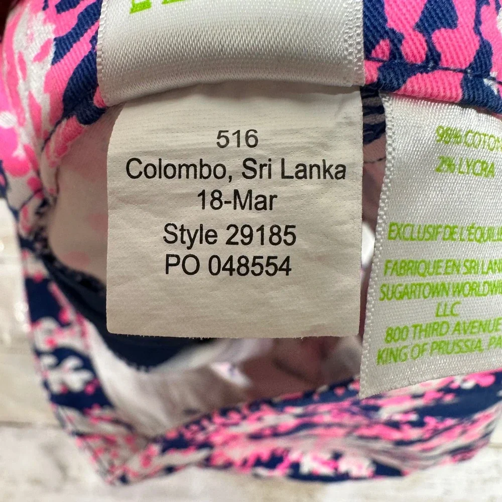 Lilly‎ Pulitzer Hazellle stretch Shorts Navy Pink Coral Reef Size 00 Side Zip