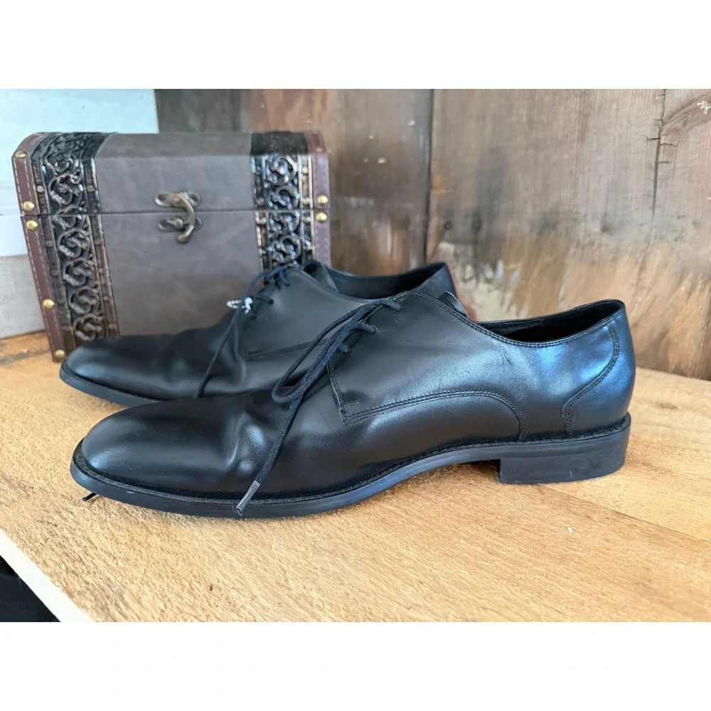Aston Grey Connelly Mens Black Leather Derby Dress Shoes Size 10 41670 Oxford