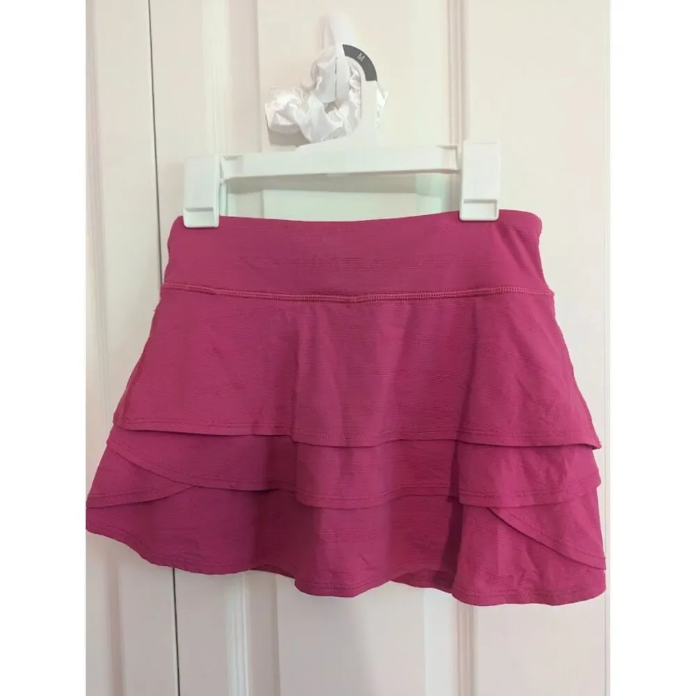 Athleta Girl Pink Swing Skort Skirt Tiered Ruffle Layers Medium 8/10
