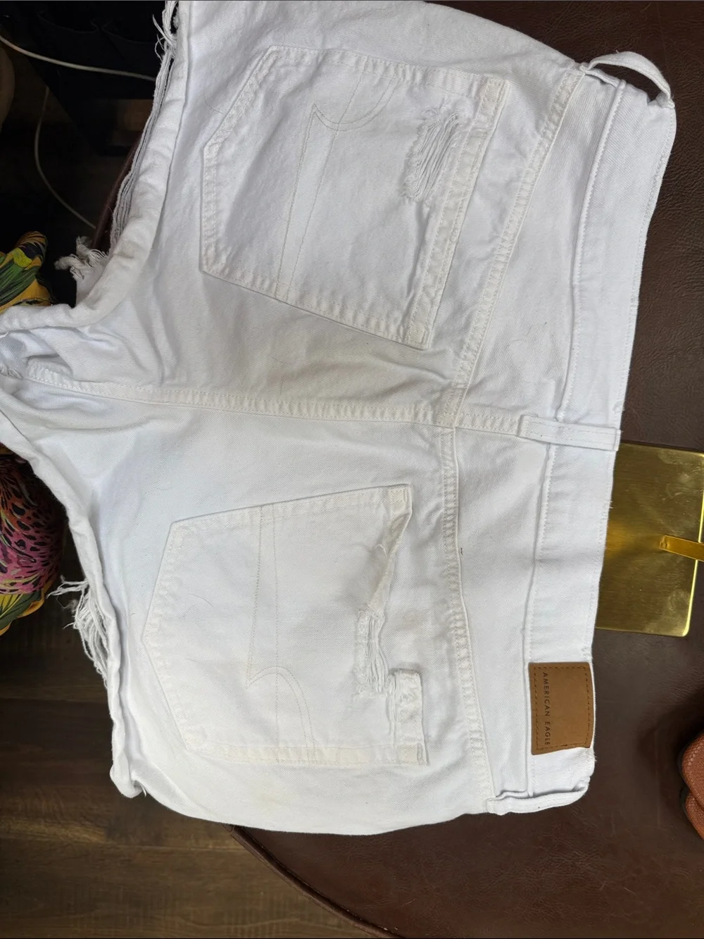 White Distressed Women’s Denim Shorts American Eagle