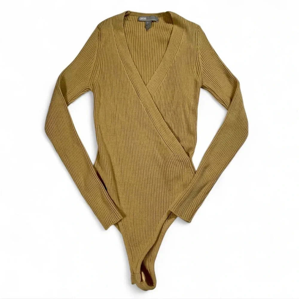 ASOS Women's V-Neck Ribbed Sweater‎ Long Sleeve Top Size 0