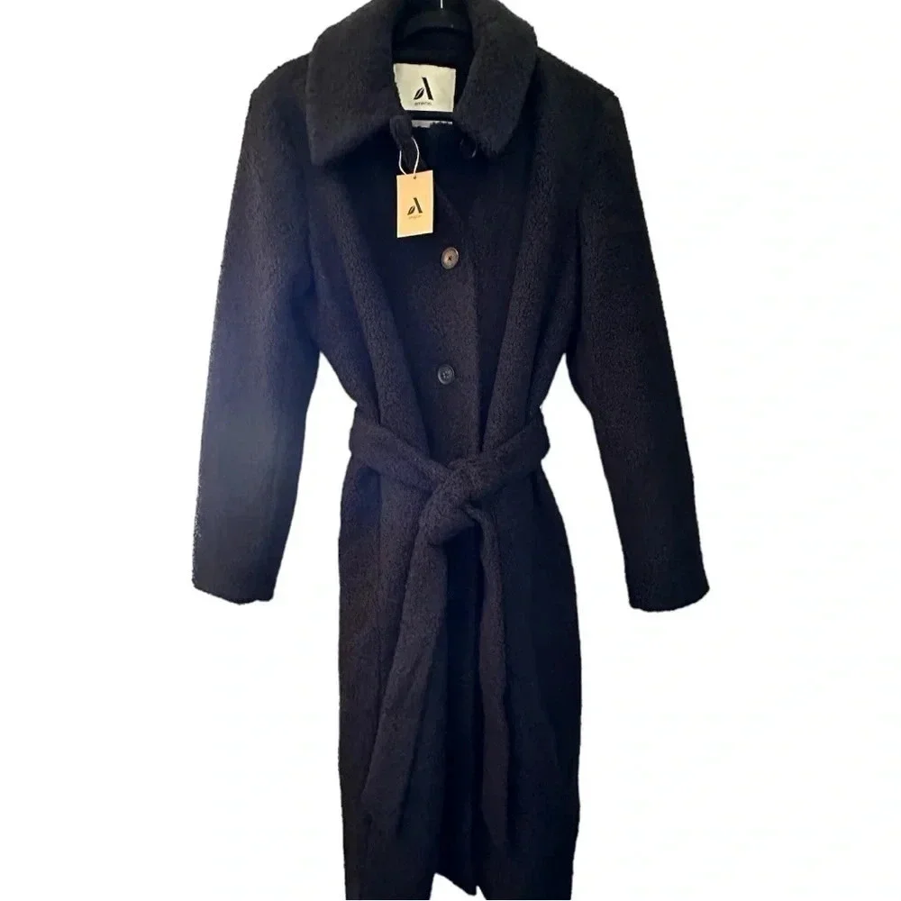 NWT Amazon Essentials Women's Relaxed Fit Recycled Polyester Sherpa Long Coat