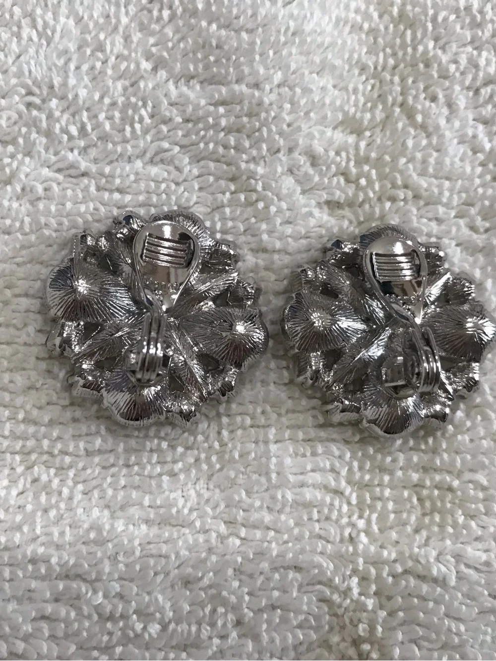 Monet Crystal Floral Clip-On Earrings - Silver Clear