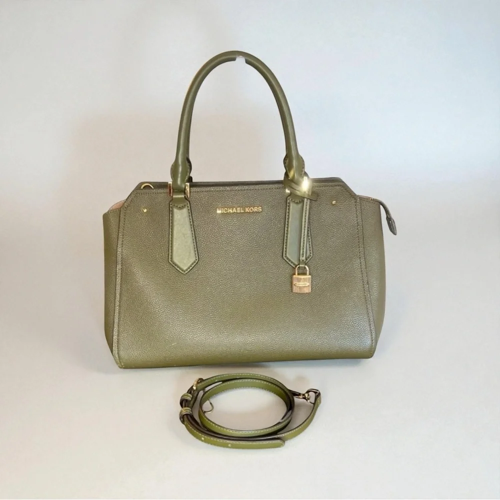Michael Kors Hayes Olive Green Satchel