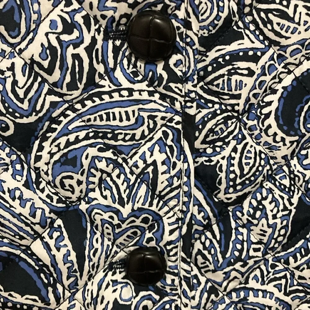 NWT Jones New York Signature Collection Quilted Jacket in Blue & White Paisley.