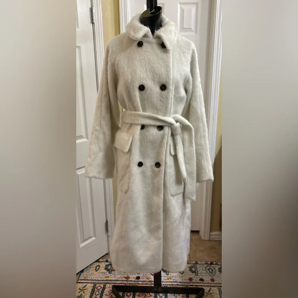 New Topshop Doubled-Breasted Trench – Size US 8 - Ivory