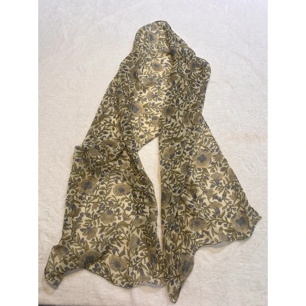Silk Scarf Rectangle Like Liberty Of London And William Morris Blueberry Floral