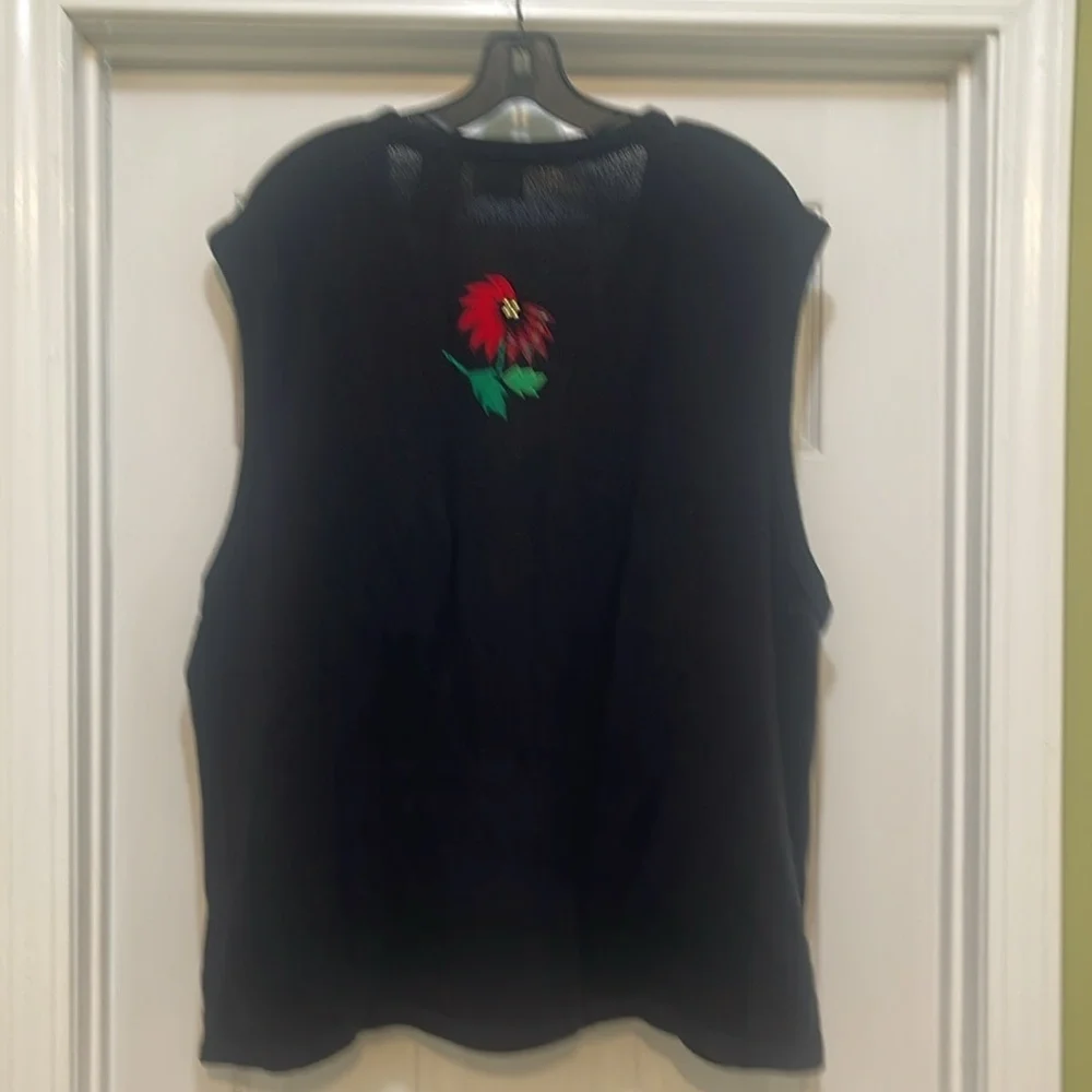 Bobbie Brooks - Christmas Poinsettia Vest - felt, embroidery, beaded - 22W/24W