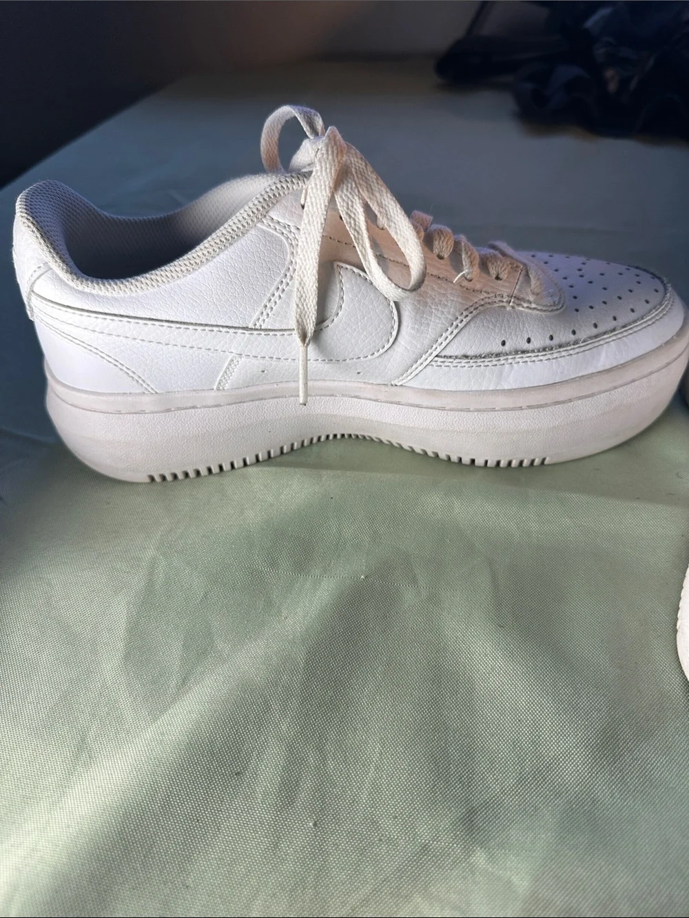 Nike White Low-Top Leather Sneakers with Cream Accents