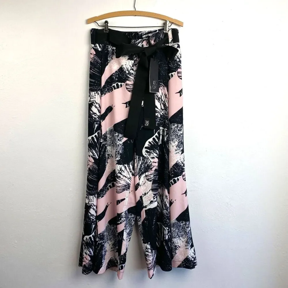 Igor Dobranic NWT Womans Resort Pants Palazzo Large Tall Croatia Travel Art Wear