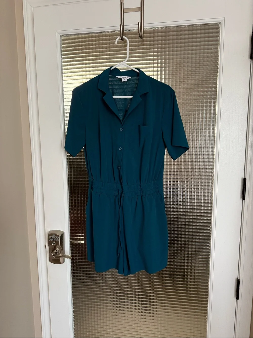 Athleta Teal Short-Sleeve Romper Size Small