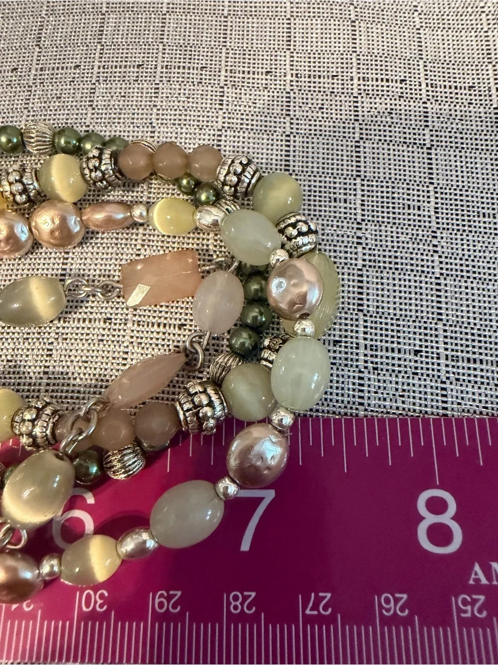 Multi-Strand Green and Gold Beaded Statement Necklace