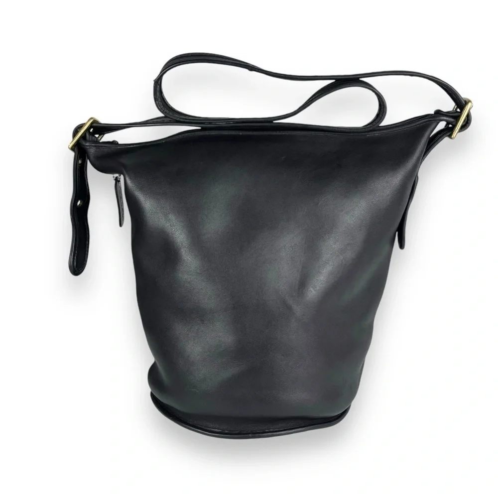 COACH VINTAGE 80S EXTRA LARGE BLACK GLOVETAN LEATHER CLASSIC DUFFLE SAC FEED BAG
