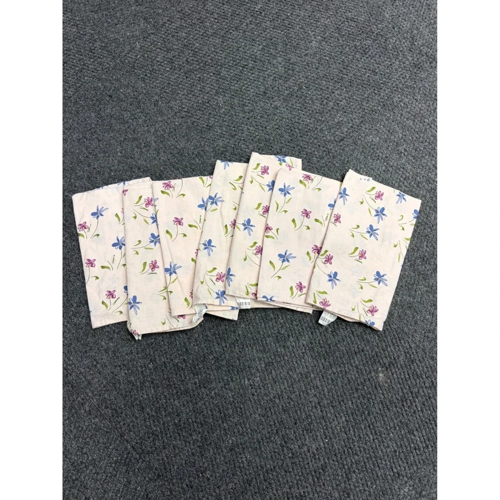 Pier 1 Imports Posey Floral Cotton Napkins Set of 7 Pink Blue Purple 20x20
